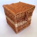Autumn Gold Creamy White & Natural Wicker Willow (Two Tone Cube Shape) Cremation Ashes Casket 